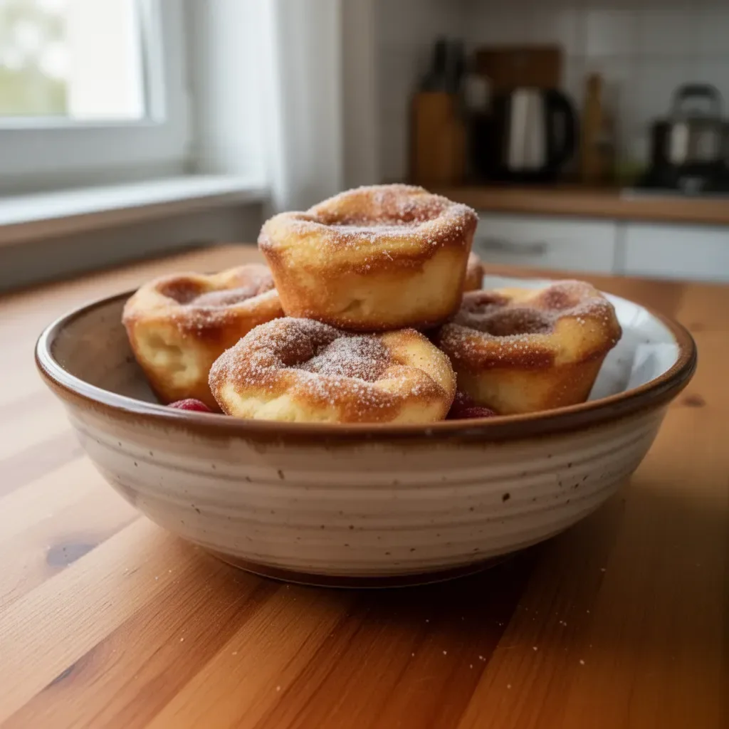 Muffiny z cynamonowym cukrem francuskim na talerzu