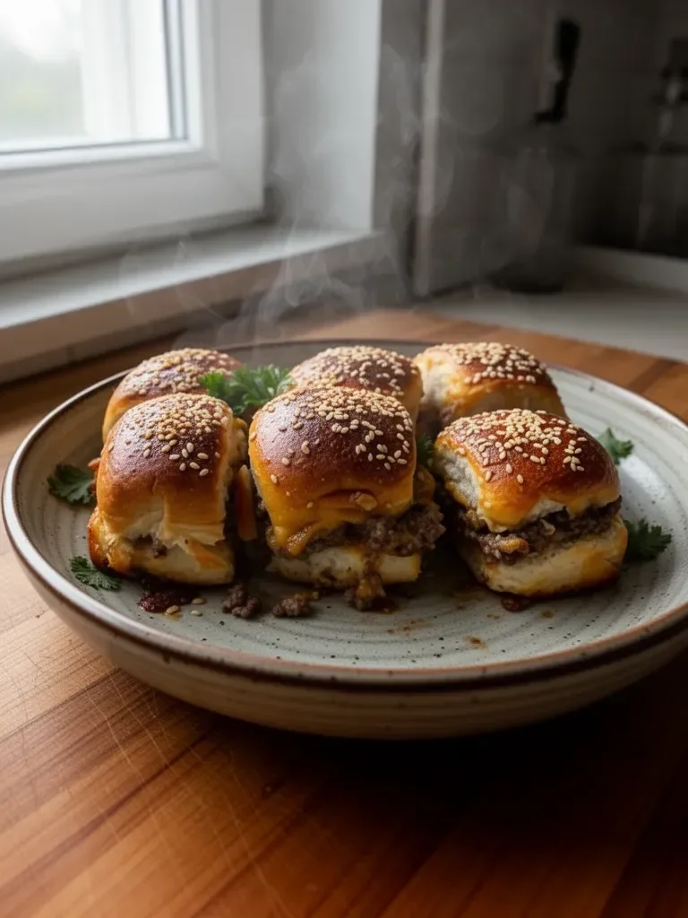 Soczyste sliderki z cheeseburgerami na bułkach hawajskich