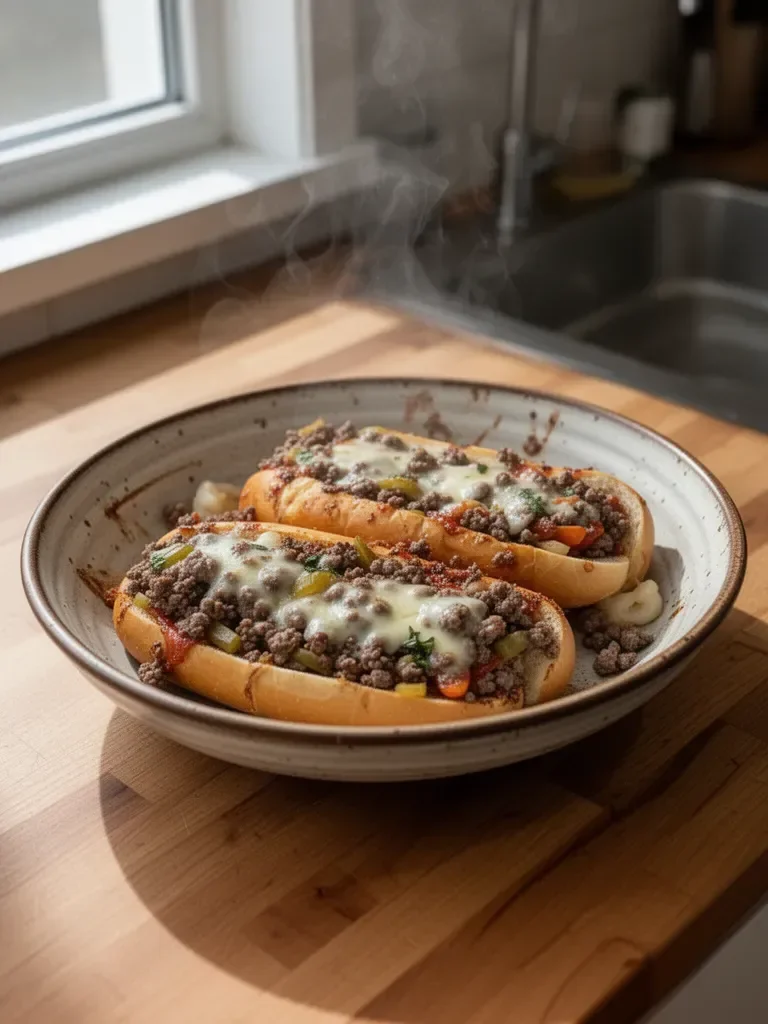Steki z wołowego mielonego na sposób Philly